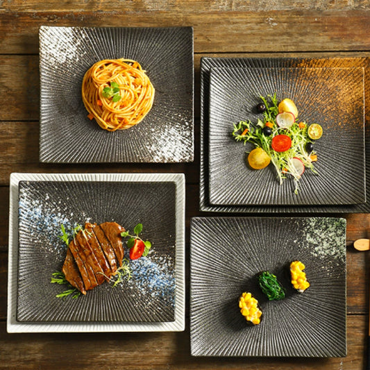 放射紋翹邊四方盤 | 6色 | 長 23~25.5 cm 陶瓷 正方盤