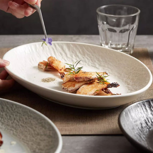 岩石紋陶瓷深盤 | 三色 | 26.7 cm 陶瓷 橢圓盤