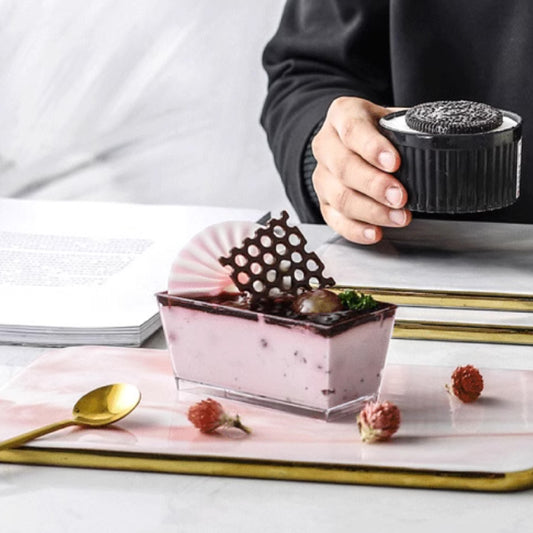 陶瓷大理石紋金邊平盤 | 3色 | 26~30cm 陶瓷 長方平盤