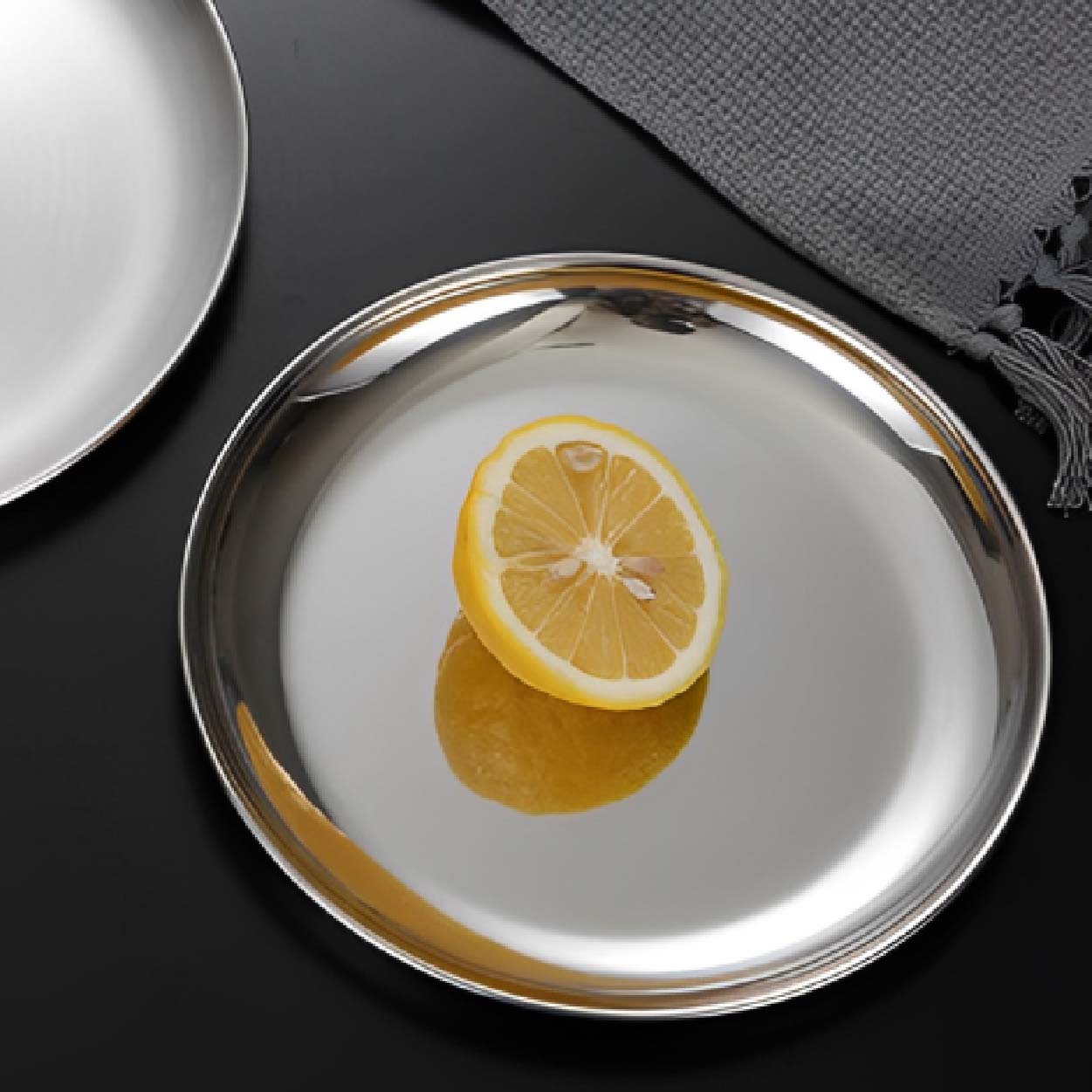 鏡面不銹鋼淺盤 | 銀 | 直徑30 cm 不銹鋼 圓盤