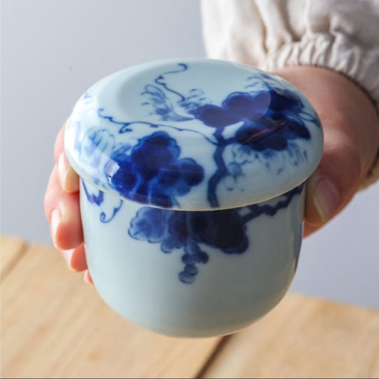 美濃燒茶碗蒸碗 | 藍天目釉 | 口徑7.5 cm 陶瓷 小碗