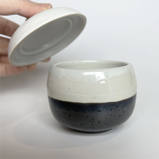墨白茶碗蒸碗 | 黑白 | 口徑7.5 cm 陶瓷 小燉碗