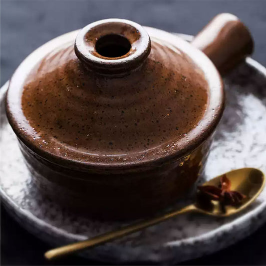 柴燒把手砂鍋 | 棕 | 口徑12 cm 陶瓷 小燉盅