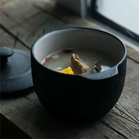 鑄鐵質感燉盅 | 黑 | 口徑10 cm 陶瓷 小燉盅