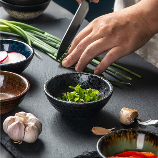 美光燒小菜碟 | 黑石潑墨 | 9 cm 陶瓷 圓碟