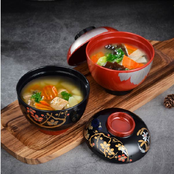 日式吸物蓋碗 | 金枝紅梅紅 | 口徑9.5~11 cm 食品級ABS 碗 - 好生活實驗所