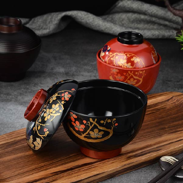 日式吸物蓋碗 | 金枝紅梅 | 口徑9.5~11 cm 食品級ABS 碗 - 好生活實驗所