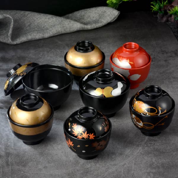 日式吸物蓋碗 | 金枝紅梅紅 | 口徑9.5~11 cm 食品級ABS 碗 - 好生活實驗所