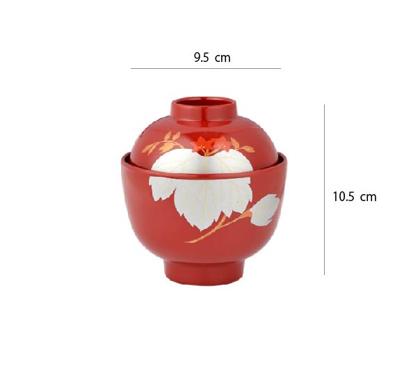 日式吸物蓋碗 | 銀葉水仙紅 | 口徑9.5 cm 食品級ABS 小碗 - 好生活實驗所