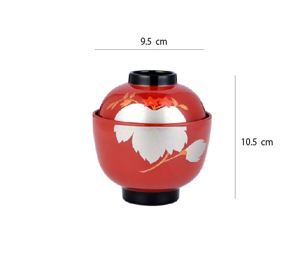 日式吸物蓋碗 | 銀葉水仙紅黑 | 口徑9.5 cm 食品級ABS 小碗 - 好生活實驗所