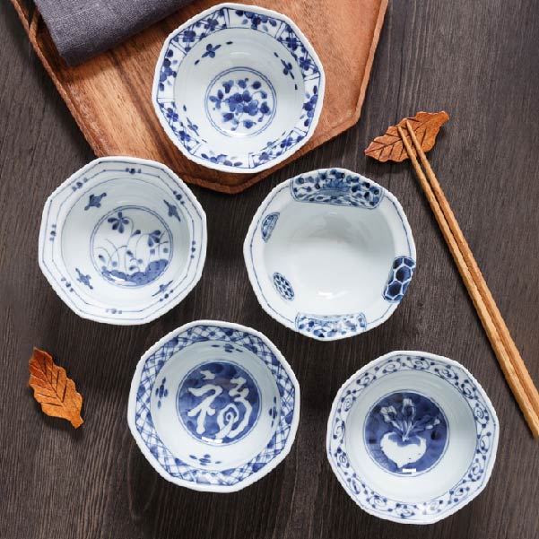 日本製藍凜堂珍味碟 | 高麗草花 | 口徑8.5 cm 陶瓷 八角小深碟 - 好生活實驗所