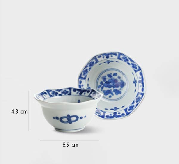 日本製藍凜堂珍味碟 | 間取草花 | 口徑8.5 cm 陶瓷 八角小深碟