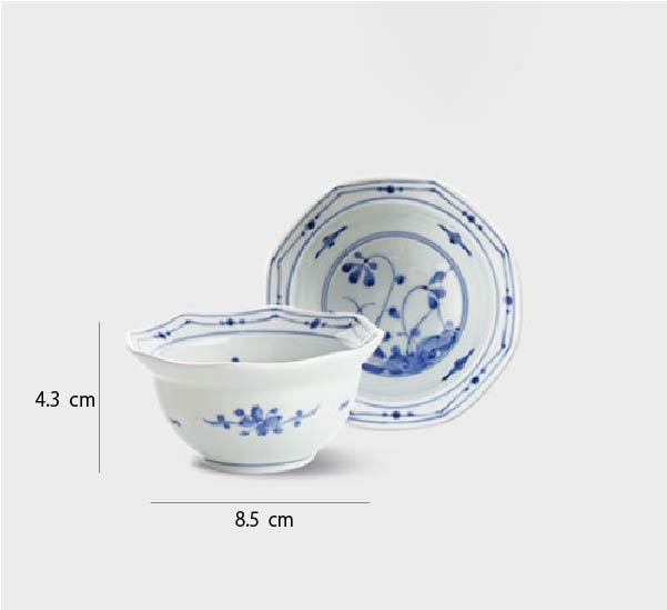 日本製藍凜堂珍味碟 | 高麗草花 | 口徑8.5 cm 陶瓷 八角小深碟 - 好生活實驗所