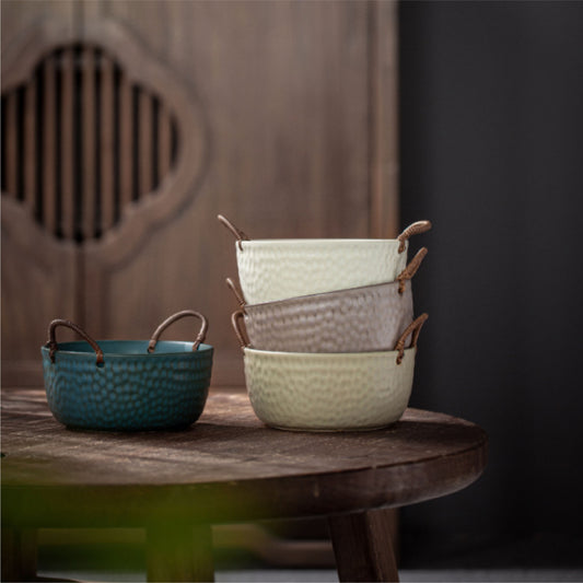 手编蠟繩粗陶碗 | 4色 | 口徑 18 cm 陶瓷 圓肚碗