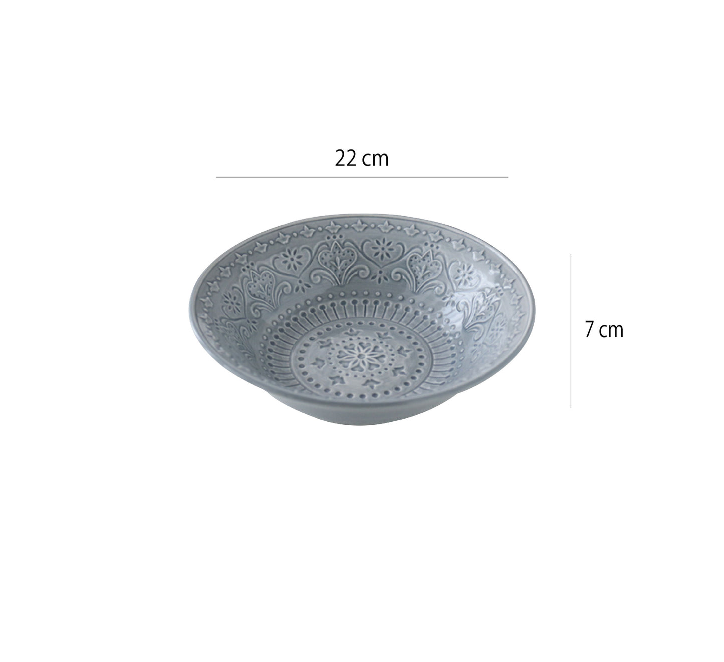 鬱金香浮雕系列 | 霧霾藍 | 口徑22 cm 陶瓷 大碗 - 好生活實驗所