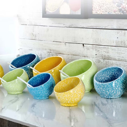 斜口彩色雪花調味碗 | 3色 | 口徑11.5~21.2 cm 陶瓷 醬料碗