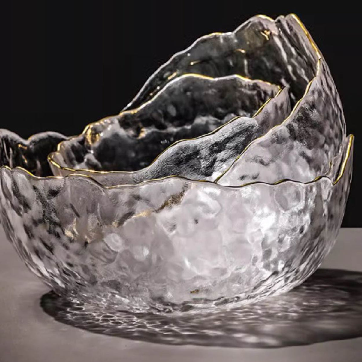 水波紋不規則金邊碗 | 透明 | 16.5~20 cm 玻璃 碗 - 好生活實驗所