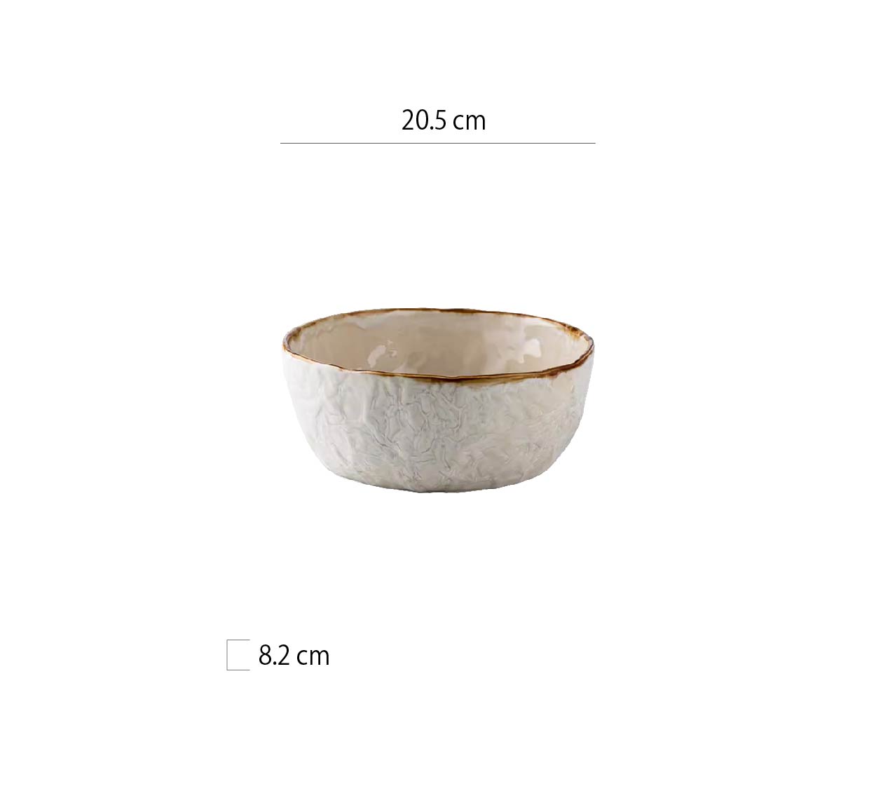 不規則紋理陶瓷碗 | 杏仁白 | 口徑 20.5 cm 陶瓷 碗 - 好生活實驗所