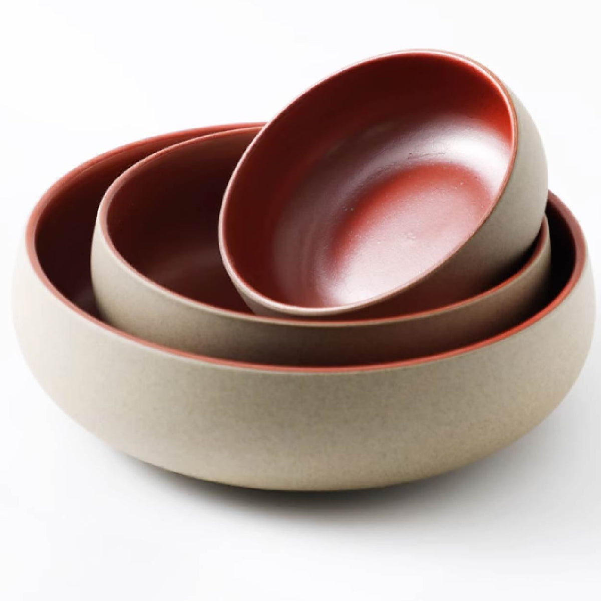 圓心硃砂紅圓缽 | 紅色 | 20.4cm 陶瓷 圓碗 - 好生活實驗所