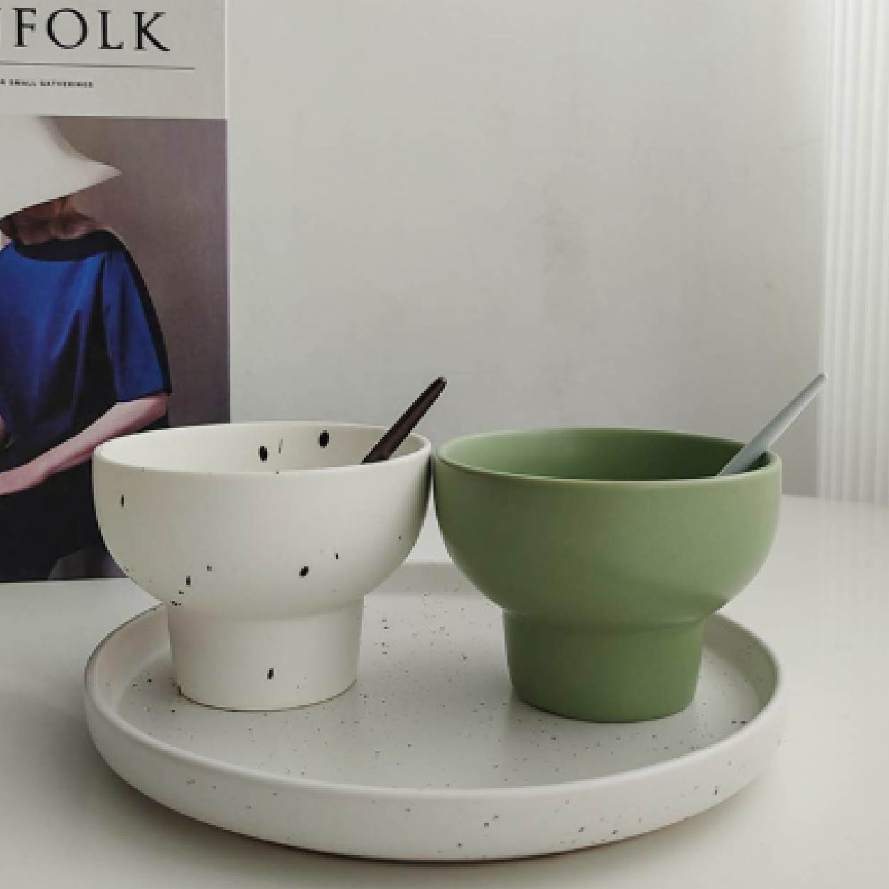 磨砂高腳甜點碗 | 2色 | 10cm 陶瓷 高腳碗