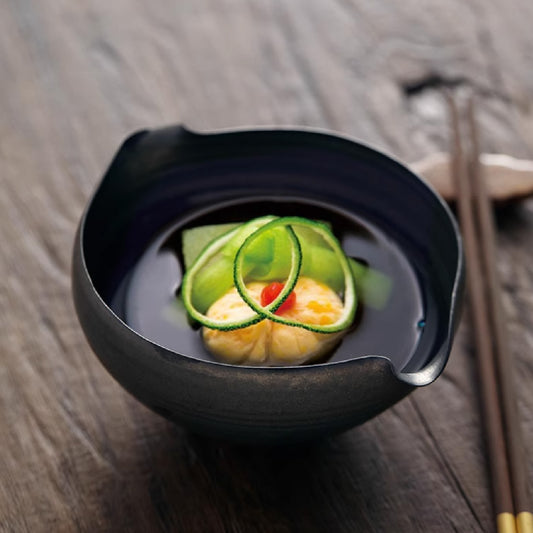 禪金手工雙嘴缽 | 黑金 | 16cm 陶瓷 鳥嘴碗