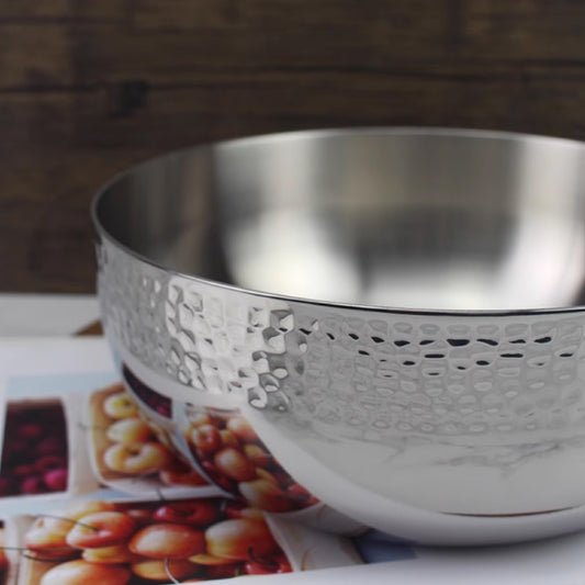 不鏽鋼捶紋冰碗 | 銀 | 24.5 cm 不鏽鋼 碗