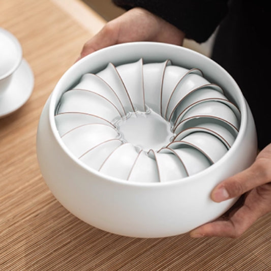 大圓肚陶瓷茶洗 | 脂白 | 直徑20 cm 陶瓷 圓碗