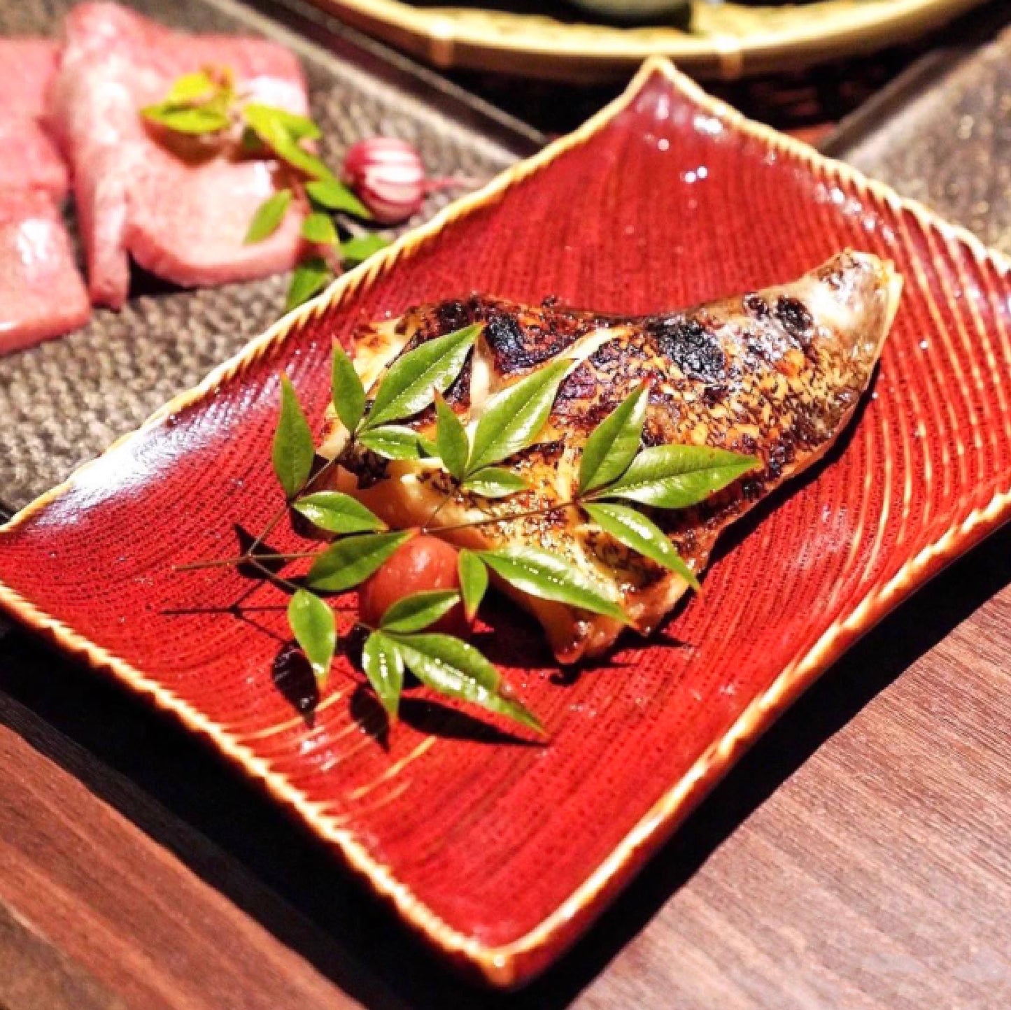 10吋日式窯變刷紅長方陶瓷盤 | 窯變紅 | 長26.5 cm 陶瓷 長方盤