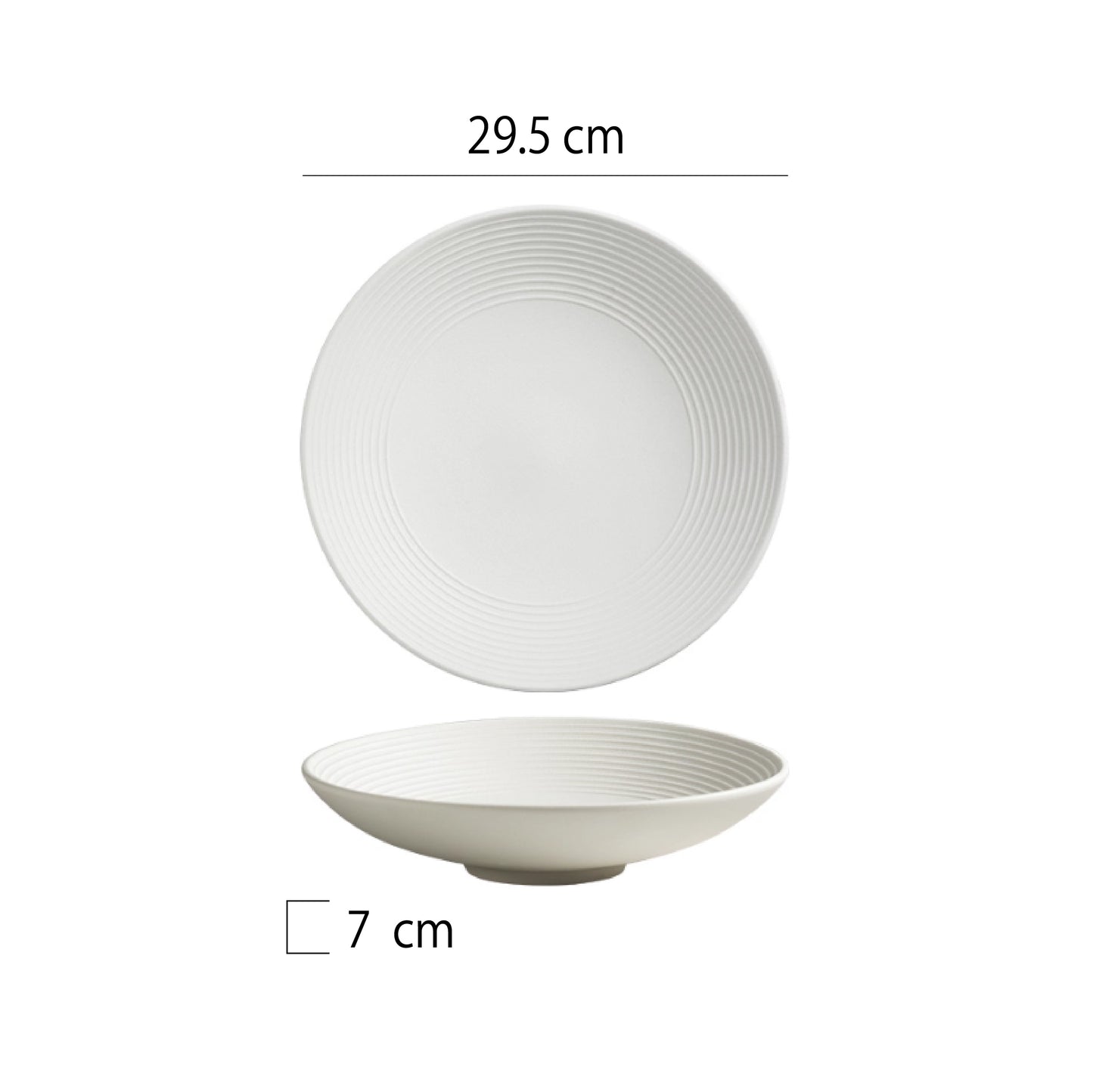 磨砂圈紋陶瓷圓深盤 | 黑白 | 直徑 19.5~29.5 cm 陶瓷 圓深盤