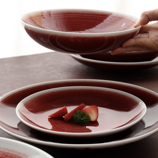 訂製品牌咖啡店餐廳餐具_朱輪映月系列_圓盤