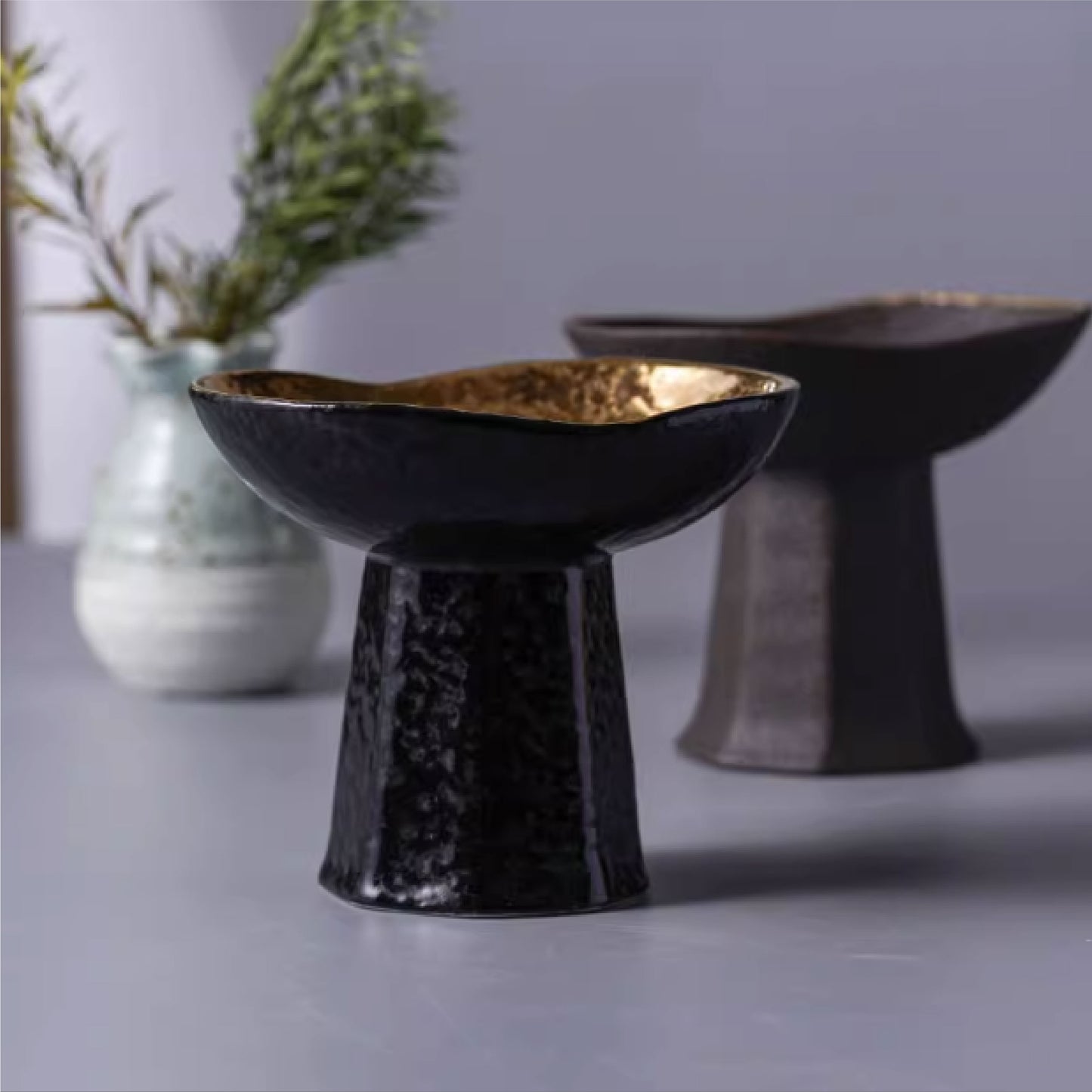 高腳盤 | 磨砂金螺旋 | 直徑 9.3 cm 陶瓷 高腳盤