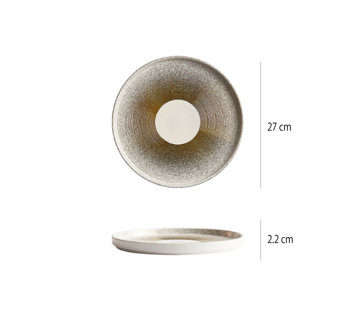 墨金盤 | 白金 | 27cm 陶瓷 大平盤 - 好生活實驗所