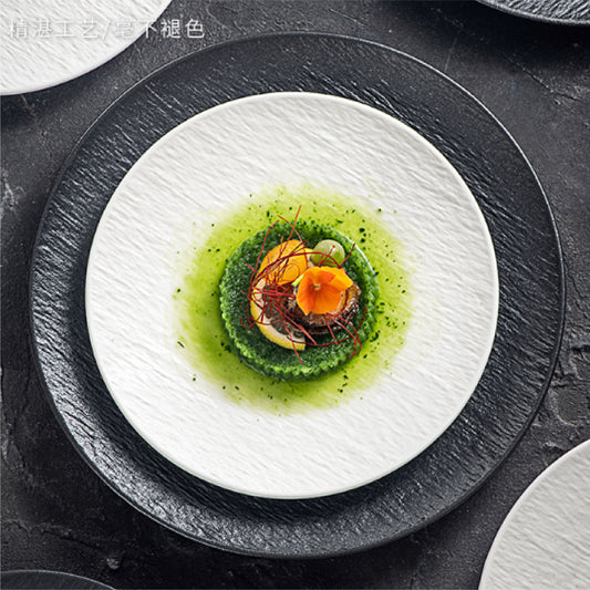 純色石紋盤 | 杏白 | 26 cm 陶瓷 中平盤