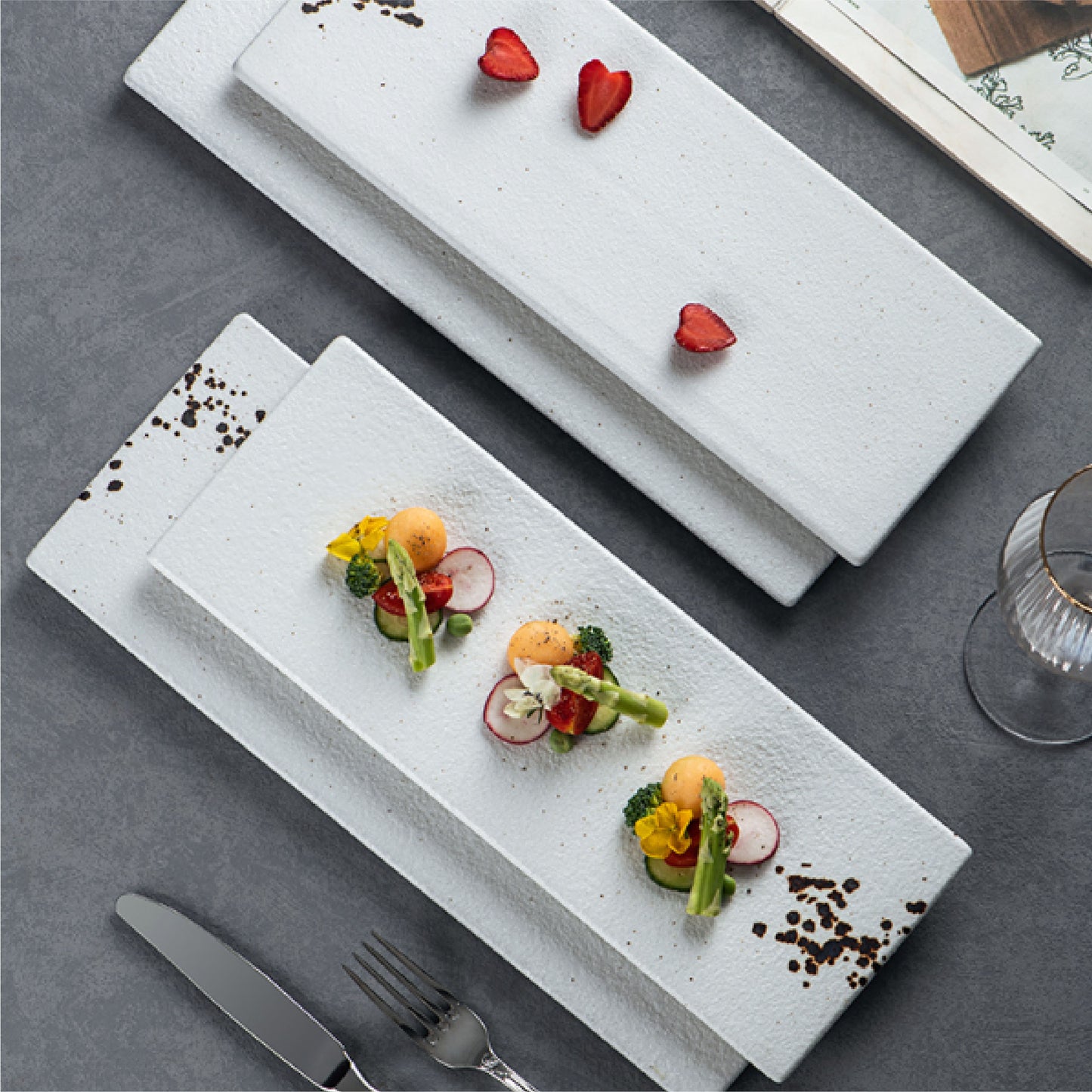 日式意境長方盤 | 點墨 | 38.5cm 陶瓷 加大平盤