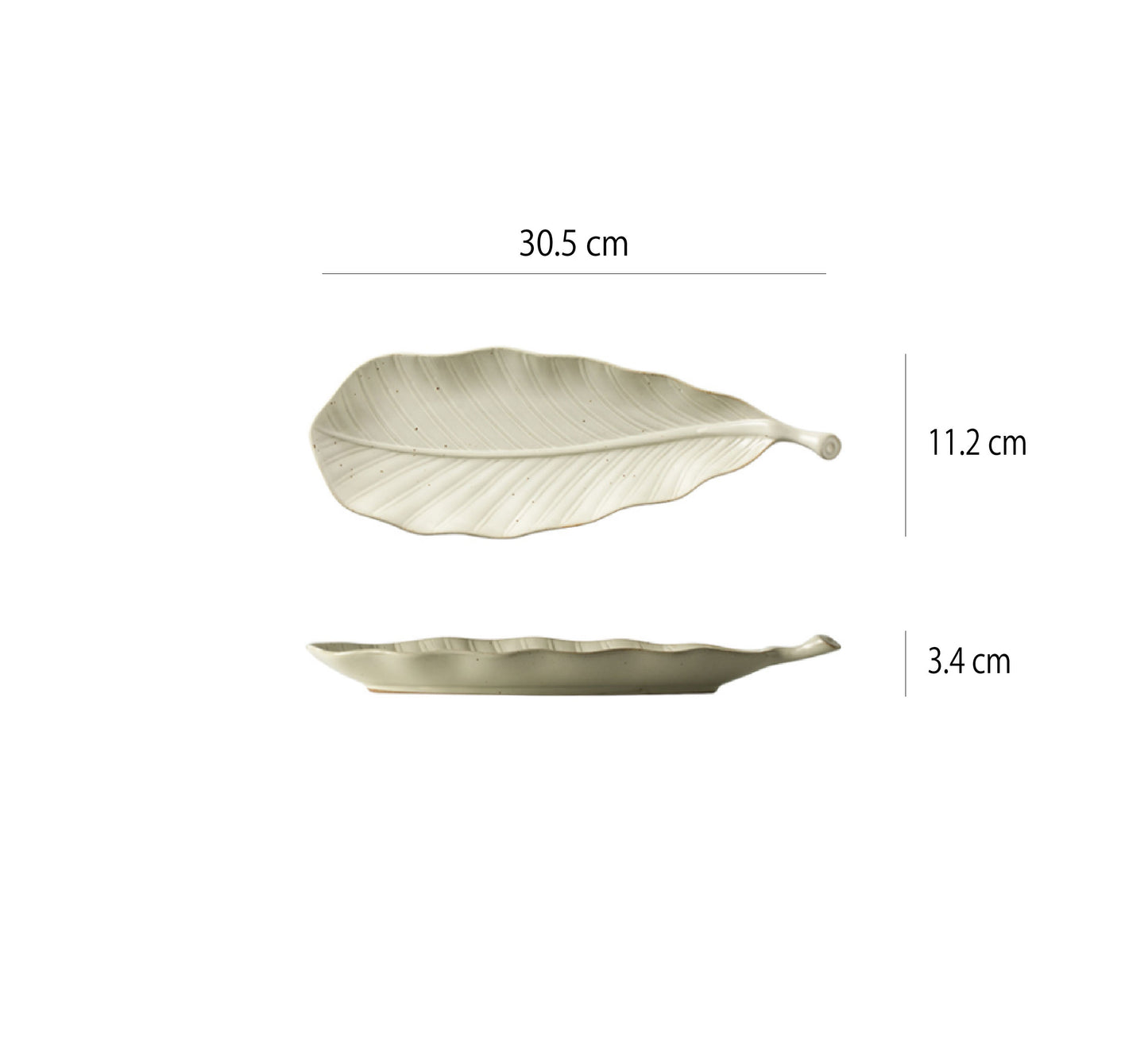 窯變釉樹葉造型盤 | 米白 | 30.5 cm 陶瓷 大長盤 - 好生活實驗所