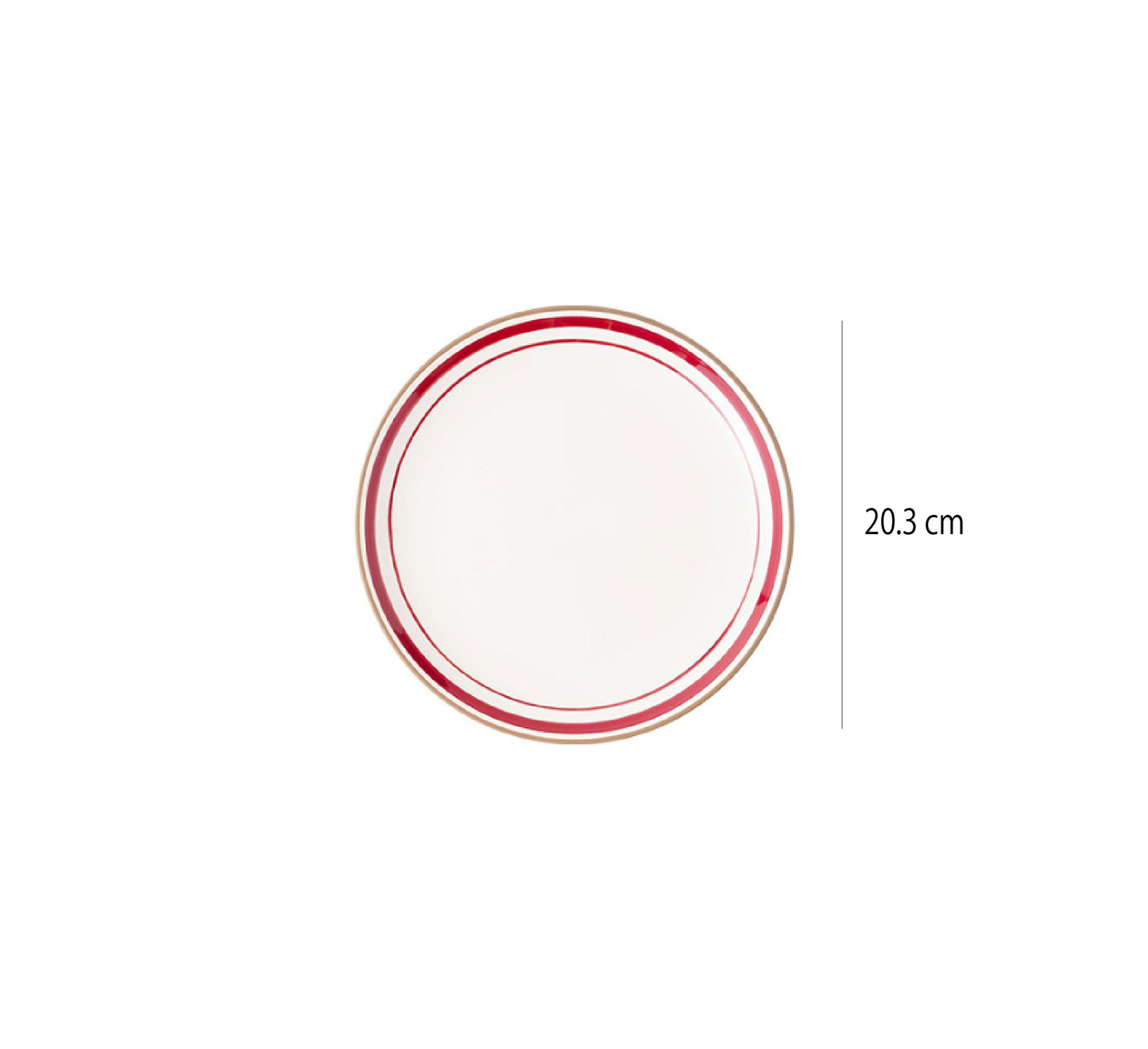 手繪盤 | 紅雙線 | 直徑 20.3 cm 陶瓷 中圓淺盤 - 好生活實驗所