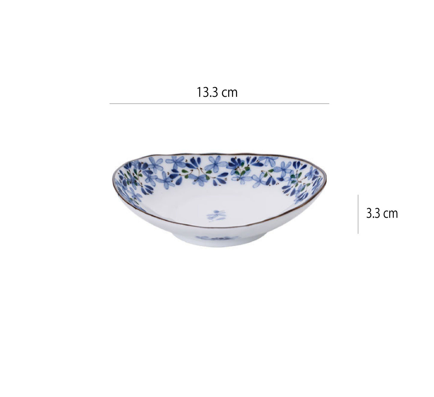 日本製光峰美濃燒 | 小藍芽 | 長 11~13.3 cm 陶瓷 碟