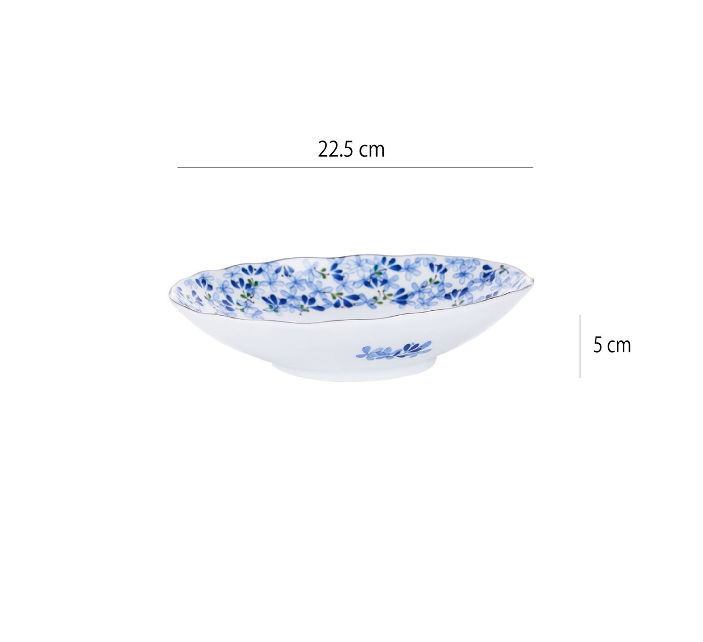 日本製光峰美濃燒 | 小藍芽 | 長 16~22.5 cm 陶瓷 深盤