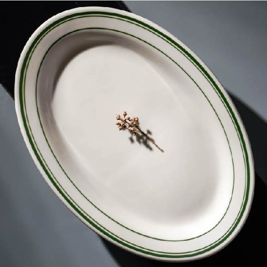 美國TUXTON綠線系列 | 白 | 直徑 23.7~39 cm 陶瓷 橢圓盤