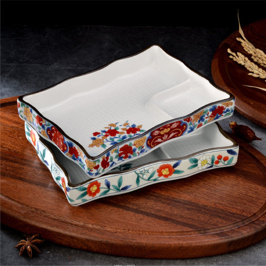 日式醬料分隔盤 | 赤繪 | 長15~18.7 cm 陶瓷 長方盤