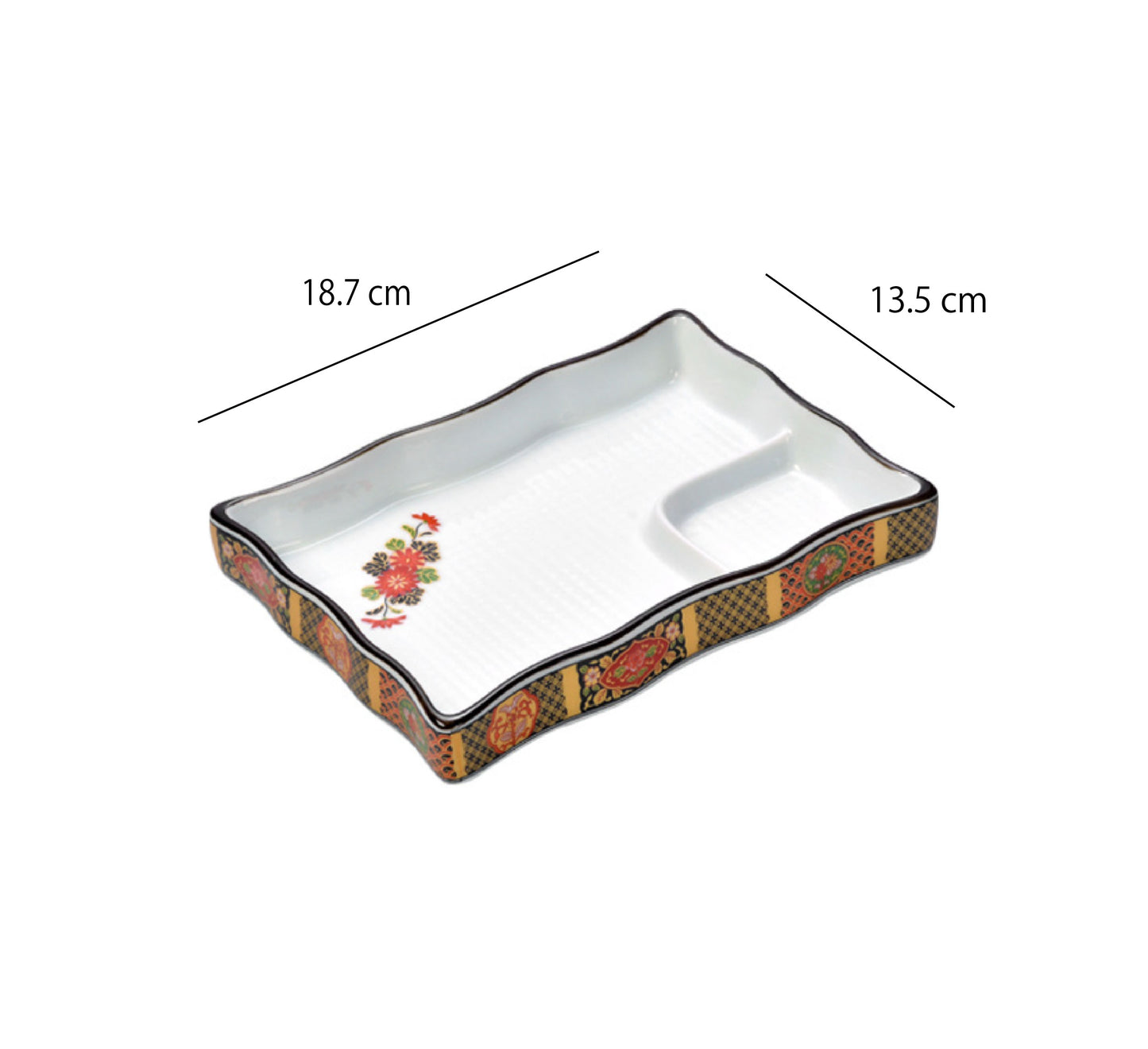 日式醬料分隔盤 | 赤繪 | 長15~18.7 cm 陶瓷 長方盤