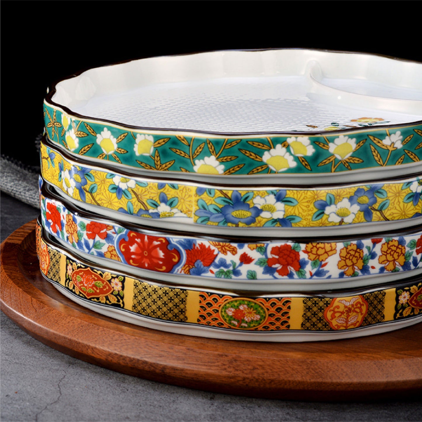 日式醬料分隔盤 | 赤繪 | 直徑16 cm 陶瓷 圓盤