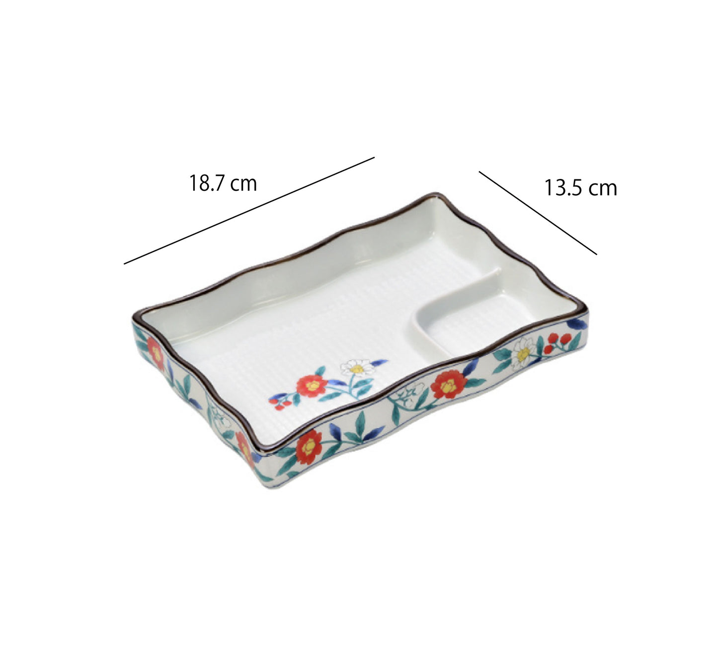 日式醬料分隔盤 | 銀彩牡丹 | 長15~18.7 cm 陶瓷 長方盤
