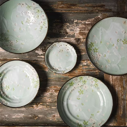 日本製古伊燒盤 | 秋櫻 | 直徑14.8~25.5 cm 陶瓷 圓深盤