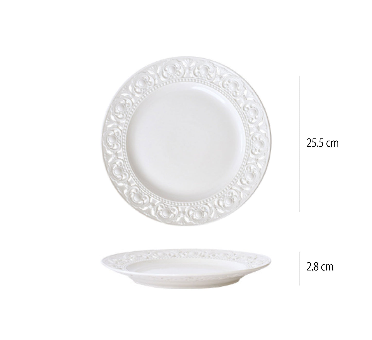 復古浮雕鏤空盤 | 白 | 直徑 20.5~25.5 cm 陶瓷 淺盤