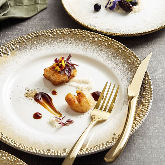 鎏金系列盤 | 白金 | 直徑 21.5~30.5 cm 陶瓷 主餐盤