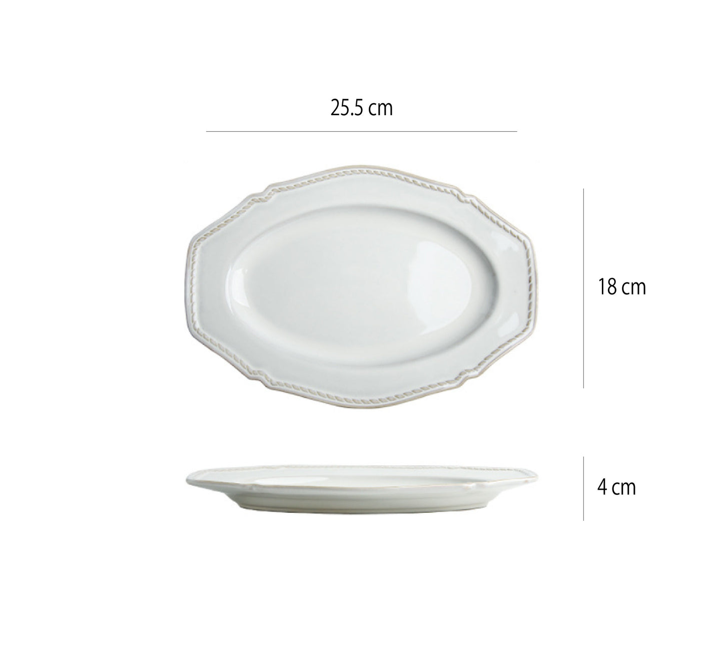 復古浮雕尼羅盤 | 白 | 直徑 23~30 cm 陶瓷 橢圓盤