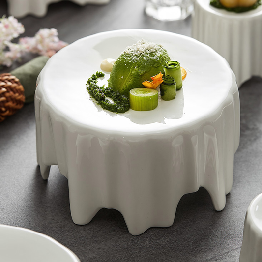 高腳圓桌盤系列 | 白 | 直徑8.5~21 cm 陶瓷 矮桌