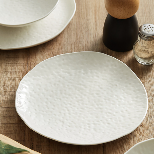 極簡捶紋星雲系列 | 白 | 直徑21~37 cm 陶瓷 平盤