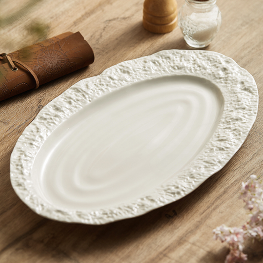 白浪系列 | 白 | 直徑33.5~39 cm 陶瓷 橢圓大盤